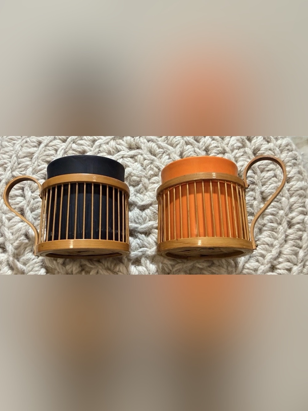 Vintage Japanese Bamboo and Ceramic Mugs